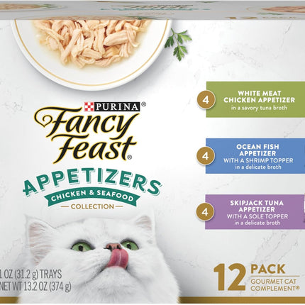 Fancy Feast Lickable Appetizers Grain Free Wet Cat Food Variety Pack - (2 Packs of 12) 1.1 oz. Trays