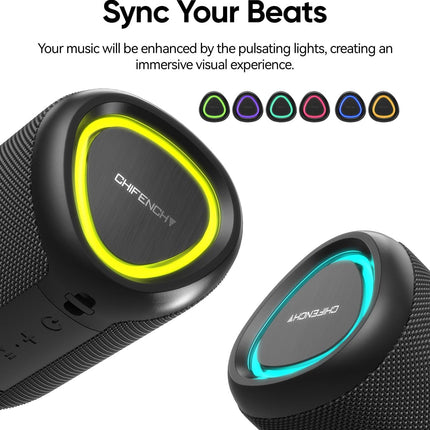 Portable Bluetooth Speaker Beach Vacation Essentials: Powerful Crystal Clear Sound/Dynamic Light/IPX5 Waterproof/All Day Playtime/BT 5.3/TWS Paring, Small Wireless Speaker for Outdoor|Travel|Camping