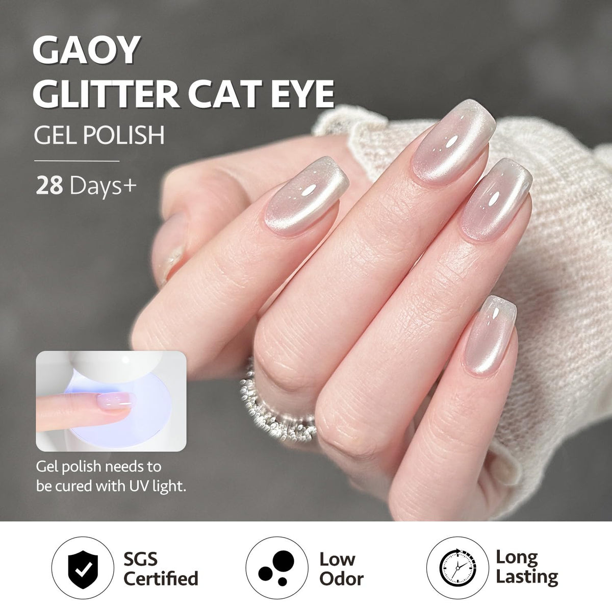 Glassy Cat Eye Gel Nail Polish, 16ml, Silvery Moonlight - photo 5
