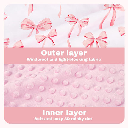 Baby Car Seat Cover, Minky Carseat Cover Baby Girl, Peekaboo Opening Infant Car Seat Cover, Warm Baby Car Seat Canopy for Winter, Pink Bow