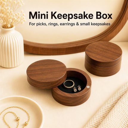 Set de portapúas de guitarra con 2 púas de madera + 8 púas de celuloide (3 grosores), estuche de madera con tapa magnética giratoria, mini joyero, accesorios musicales para guitarrista