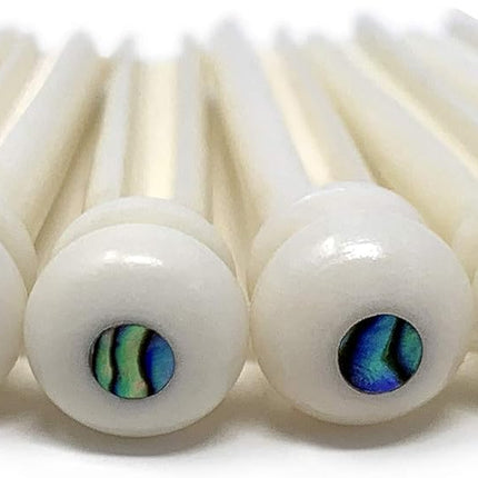 Crosby Slotted Pure Bone Bridge Pins with Abalone Dot Inlay for 6 & 12 String Acoustic Guitar