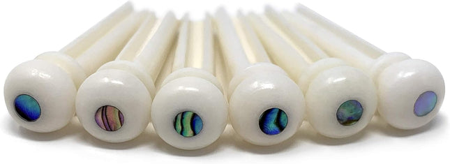 Slotted Pure Bone Bridge Pins with Abalone Dot Inlay for 6 & 12 String Acoustic Guitar