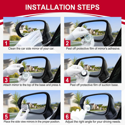 Blind Spot Mirrors, Apple-Shaped HD Glass Frameless Convex Rear View Mirrors, Wide Angle Adjustable - photo 4