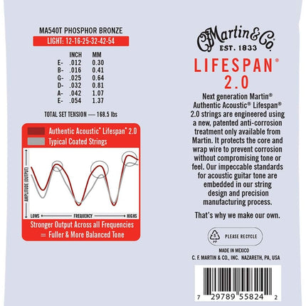 Martin Authentic Acoustic Guitar Strings - Lifespan 2.0 Treated