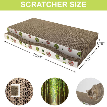 Cat Scratching Board, Corrugate Cat Scratcher with Catnip, 2 Pack