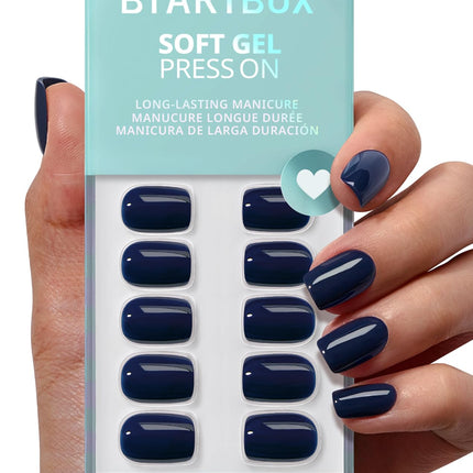 Press On Nails, uñas postizas ovaladas cortas rojo oscuro, 32Pcs kit completo