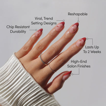 Cherry Bomb Short Almond Press-On Nails with Red French Tips - photo 3