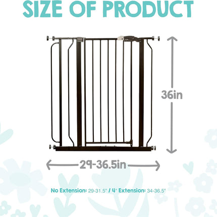 Regalo Safety 36" Extra Tall Baby Gate for Doorways & Bottom of Stairs, Pressure Mounted Walk Through Gate for Babies, Toddlers & Pets, Tested & Safe for 30 Years, American Designed, American Owned