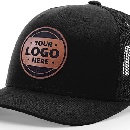 Custom Trucker Leather Patch Hat Laser Engraved
