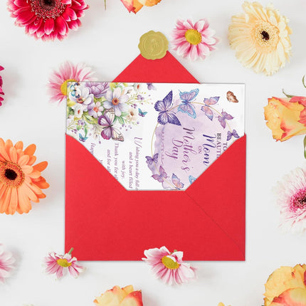 Mother's Day Card for Mom, Happy Mother's Day Mom Gift, Floral Butterfly Greeting Card for a Beautiful Mother