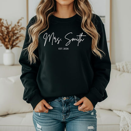 Custom Mrs Sweatshirt Personalized Bride Sweatshirt Future Mrs Shirt Hoodie for Bride Gifts Est 2026 Bridal Shower Gift Multicolor
