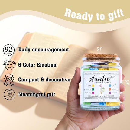 Bible Verse Jar for Aunt – 92 Scriptures of Love, Gratitude & Faith | Christian Easter Gift for Aunt from Niece or Nephew | Spiritual Encouragement Jar | Thoughtful Birthday or Easter Gift for Women