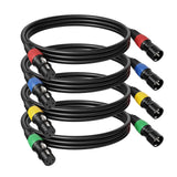 Paquete de 4 cables XLR 3ft con código de colores, cable de micrófono macho a hembra