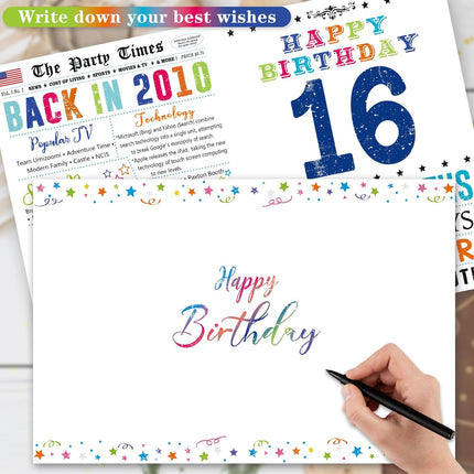16th Birthday Card, 16th Birthday Decorations for Girls Boys, 16 Year Old Birthday Card Gifts for Son Daughter Him Her, Back In 2010 Card