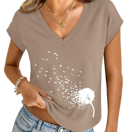 Womens Crop Tops V Neck Short Sleeve T Shirts Summer Basic Tee