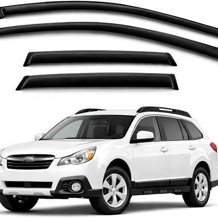 Outside Mount Car Window Rain Guards Compatible with Subaru Outback Sport 2008-2011 | Tape-On | Rain Shields Window Visor Window Deflectors | Dark Smoke, 4 Pcs Set, WV2M-522