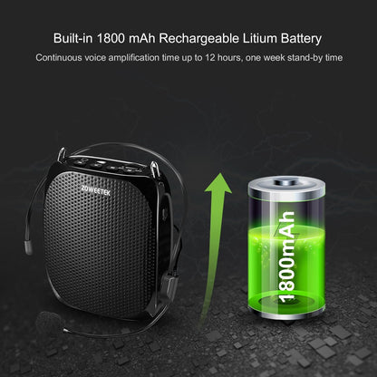 Portable Rechargeable Mini Voice Amplifier for Teachers with Wired Microphone Headset and - photo 4