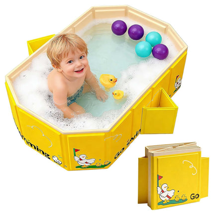 Foldable Baby Bathtub with 2 Drain, Collapsible Portable Baby Tub for Newborn & Toddler, Folding Baby Bath Tub, Small Water Play Pool for Travel & Home, 12M-5Y