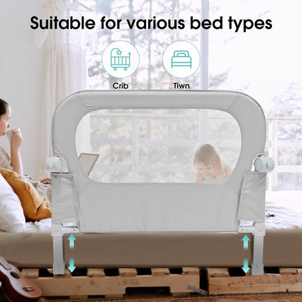 NUTIKAS Baby Bed Rail Guard for Toddlers - 35.1" Toddler Bed Side Rails for Crib, Twin, Full, Queen Bunk Size Bed Swing Down Bedrail Extral Tall Child Safety Side Railing Guards for Kids