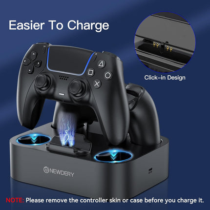 Controller Charger Station for PS5 Compatible with Dualsense Edge, Fast Charging Dock Stand with Cable, Dual Controller Charging Station for PlayStation 5 & for DualSense Edge