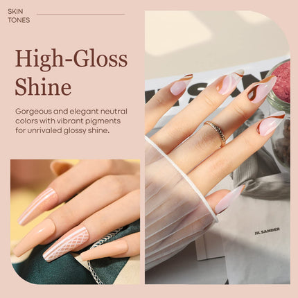 Nude Gel Nail Polish Set 6Colors Pink Milky White Brown