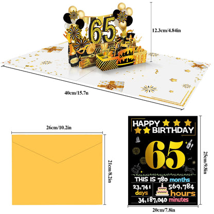 65th Birthday 3D Pop Up Card with Gold Retro 1961 Theme - photo 3