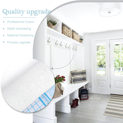 17.7''x118'' Peel and Stick Wallpaper White Contact Paper for New Environmentally Friendly Materials Thickening Upgrade Embossed Renter Friendly Wall Paper Modern Vinyl Wrap Countertop Bedroom