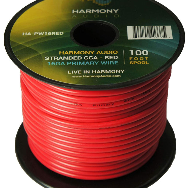 Primary Single Conductor 16 Gauge Red Power or Ground Wire Roll 100 Feet Cable for Car Audio/Trailer/Model Train/Remote