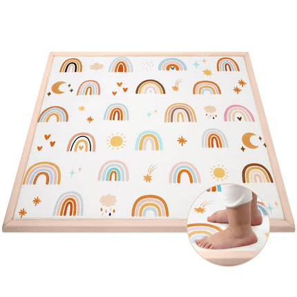 59"×71" Baby Play Mat for Floor & Playpen, 1.2" Thick High-density Foam Nursery Mat for Tummy Time, Soft Plush Carpet with Non-slip Bottom for Infant Toddler Baby Crawling & Playing (Rainbow)