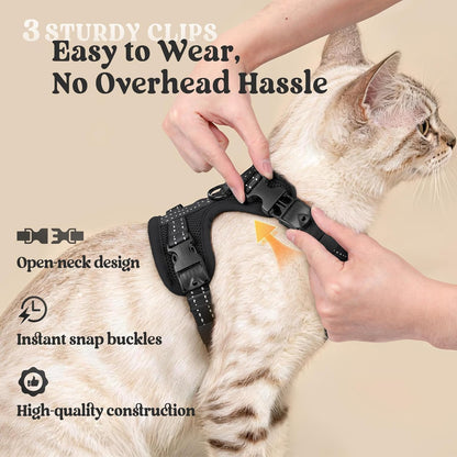 Cat Harness and Leash, Escape Proof Vest with 3 Adjustable Buckles, Soft Comfortable Kitten Harness - photo 4