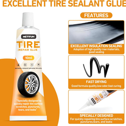 40 PCS Tire Repair Rubber Nails Kit with 2 Tubes of Black Tire Sealant Glue, 2026 New Screw in Tire Plugs Kit, Fast Self-Service Tire Repair Screws Kit for Car Motorcycle Truck Tractor Puncture Repair