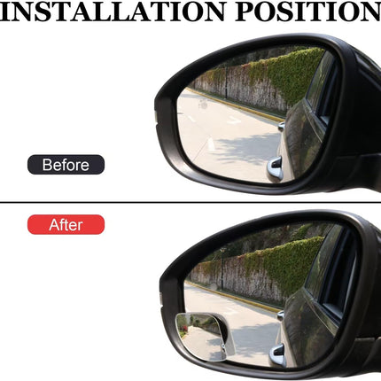 LivTee Blind Spot Car Mirror，Asymmetric Fan Shaped HD Glass Frameless Convex Rear View Mirror with wide angle Adjustable Stick for Cars SUV and Trucks, Pack of 2