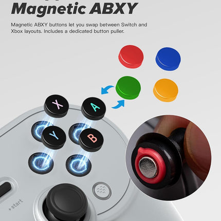 8Bitdo Pro 3 Bluetooth Controller with TMR Joysticks, Swappable ABXY Buttons, Pro Back Buttons, Charging Dock, Hall Effect Triggers for Switch/Switch 2, Windows, Apple, SteamOS, Android (Gray)
