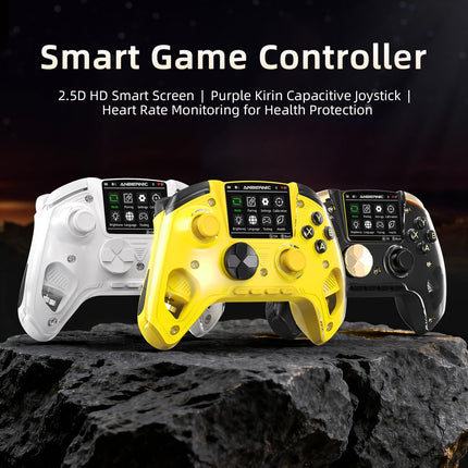 Doriteney RG G01 Wireless Gaming Controller with Heart Rate Monitor & Display, Hall Effect Triggers, Programmable Back Buttons for PC, Switch, Steam, Android, iOS - 2.4G/Bluetooth/Wired Black