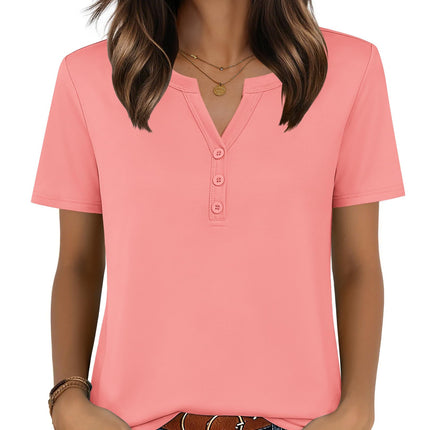 Blusas de verano para mujer con cuello V y manga corta, elegantes y casuales