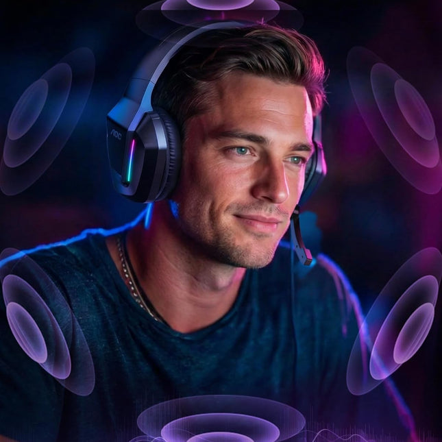 Wired Gaming Headset with Surround Sound, RGB Lights, 50mm Drivers and 3.5mm Jack
