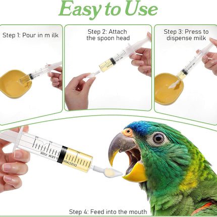 Baby Bird Feeding Syringe, Reusable Manual Bird Feeding Syringe with Spoon Tip and Soft Tube for Milk, Water, Liquid Food, Parrot, Small Pet