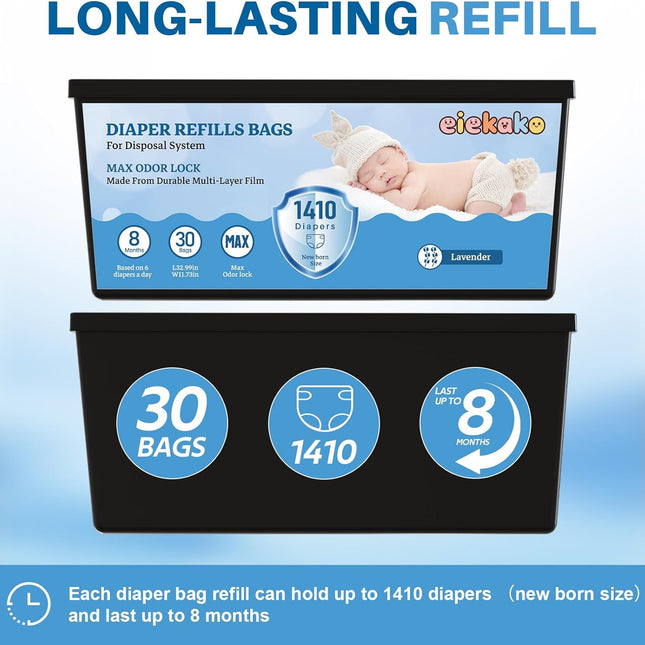 Diaper Refill Bag 7-Layer Odor Control Extra Thick for Genie Easy Roll &