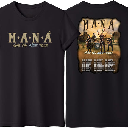 Mana Rock Band T Shirts, Latin Rock and Roll Tshirt, Vivir Sin Aire Tour Graphic Tee, Unisex Adult Size S – 2XL