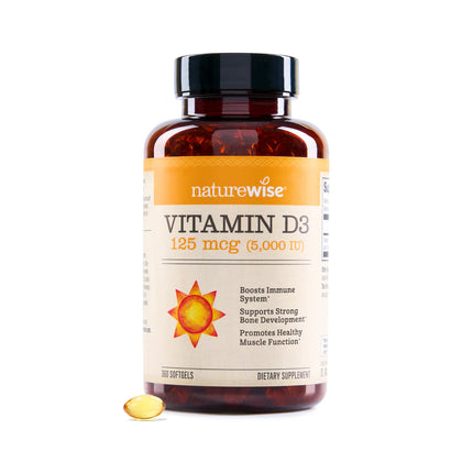 NatureWise Vitamin D3 5000 IU 360 Mini Softgels front bottle view