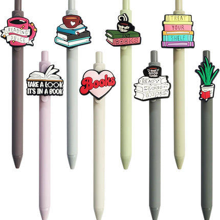 LSLSHY Cute Book Lovers Pens Club Bookish Gifts Aesthetic Black Ink Pens Stationery Book Themed Decor Library Supplies Accessories Appreciation Gift for Women Readers Bookworm Librarian Teacher