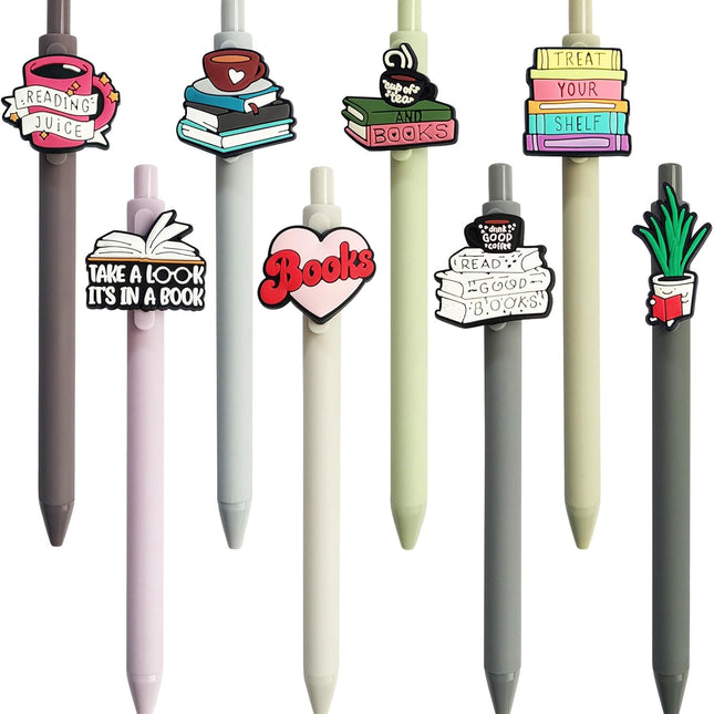 Cute Book Lovers Pens Club Bookish Gifts Aesthetic Black Ink Pens Stationery Book Themed Decor Library Supplies