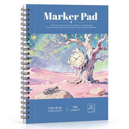 Bloc de papel para rotuladores de 50 hojas, 7.6 × 7.6 in, 120gsm, cuaderno de bocetos para rotuladores de alcohol