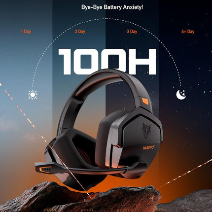 NUBWO Wireless Gaming Headset with Mic for Ps5 Ps4 PC, Zero Interference, 100-Hour Battery All-Day Play, 23ms Sync for Fortnite & Call of Duty/FPS Gamers, Triple Mode All Devices Compatible - Orange
