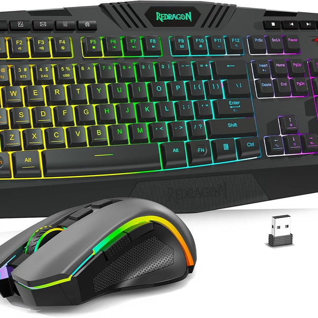 Gaming Keyboard and Mouse Wireless with Tri-Mode, RGB Keyboard and 4800 DPI Gaming Mouse, 10 Independent Multimedia