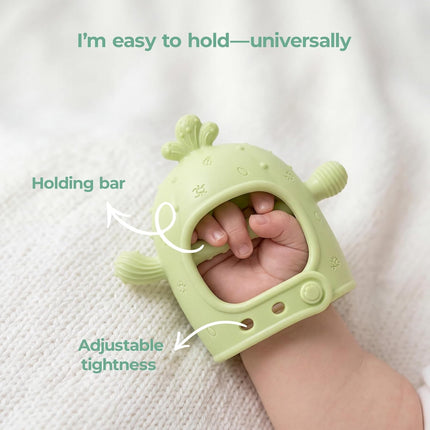 Momcozy Baby Teething Toys, Food Grade Silicone Baby Teether，Teething Mitten for Babies 0–6 Months，Teethers for Babies 6–12 Months，Anti Drop Wrist Teether with Multiple Chew Points， Grass Green