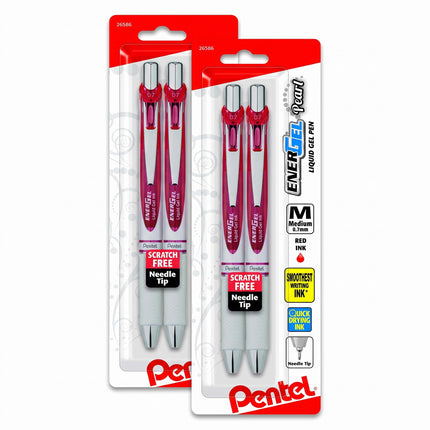 EnerGel Pearl RTX Retractable Liquid Gel Pen, (0.7mm), Medium Line, Needle Tip, Black Ink, Pack of 2 (BLN77WBP2A)