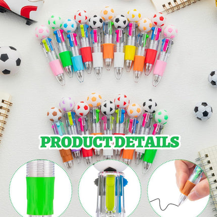 18Pcs Soccer Mini Multicolor Ballpoint Pens Cute 4-in-1 Retractable Pen Bulk for Birthday Party Classroom Student Prizes Teacher Rewards