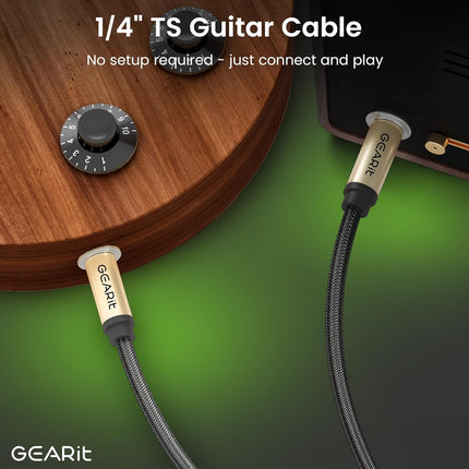 GEARit Guitar Instrument Cable (3ft 2-Pack) 1/4 Inch to 1/4 inch TS Straight Male to Male 6.35mm Mono Jack with Alloy Connector and Nylon Braid